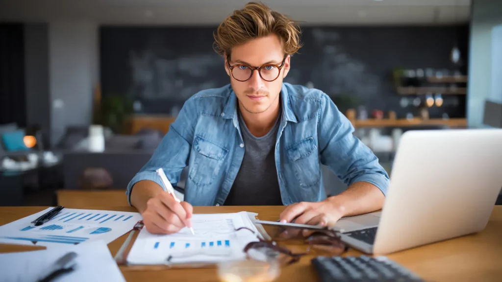 Un homme fait son suivi de trésorerie
